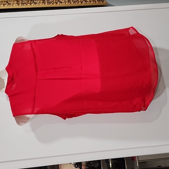 Tommy Hilfinger Red Chiffon Ruffle Detail Blouse Size Small - Picture 2 of 3